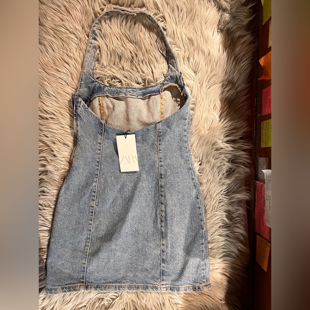 NWT Zara TRF halter demin dress - Picture 4 of 6
